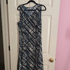 Danny & Nicole Navy and Cream Maxi Dress